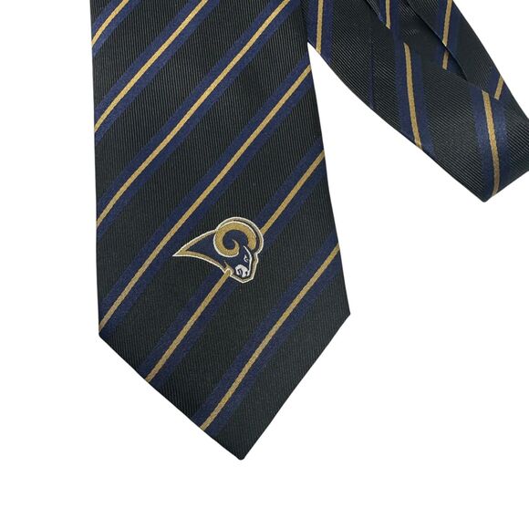 NFL Los Angeles Rams Blue and Gold Striped 100% Silk Necktie NWT - Picture 2 of 5